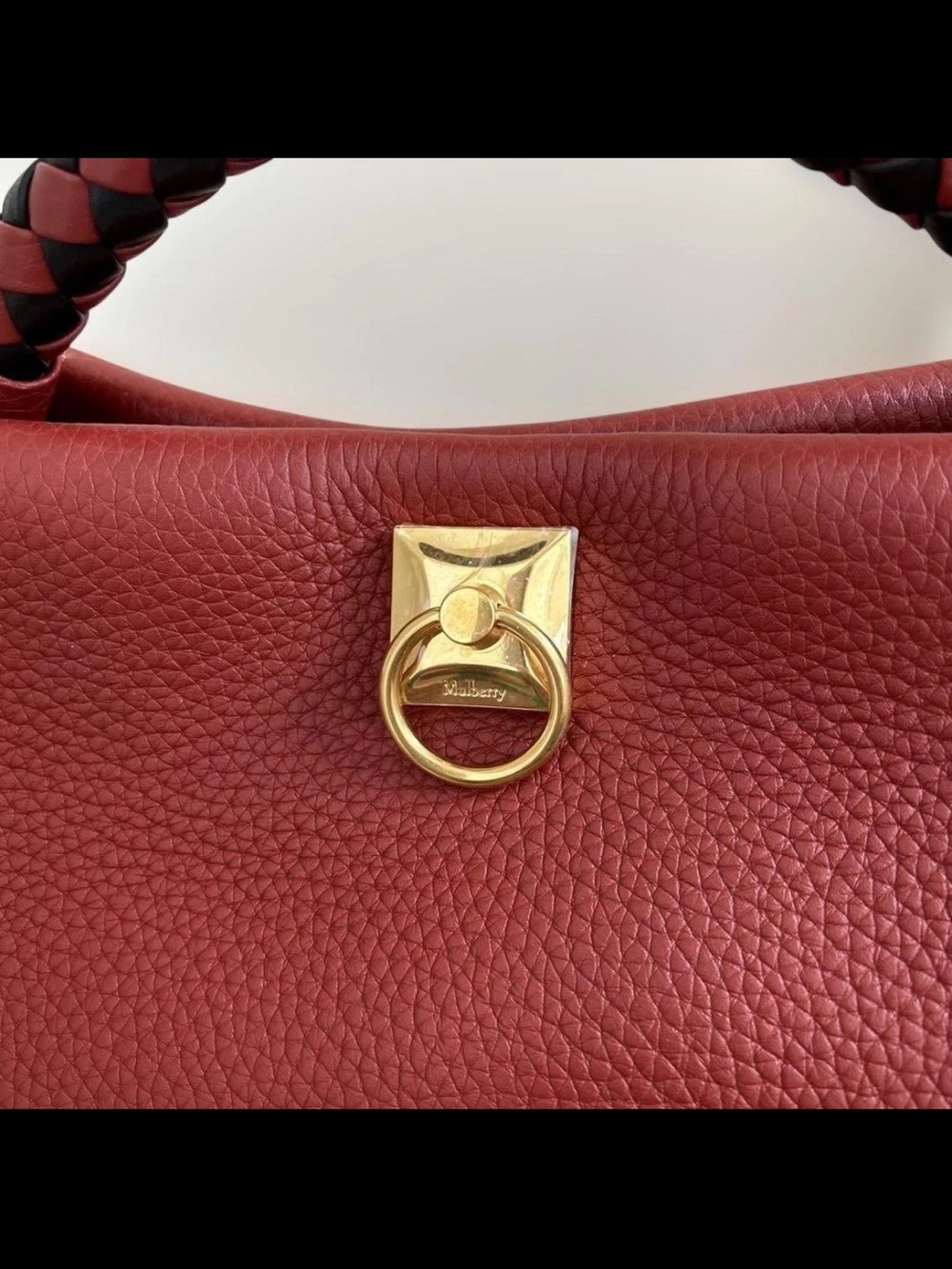 Mulberry Red-Burgundy Pebbled Leather Top-Handle Satchel - Picture 5 of 12